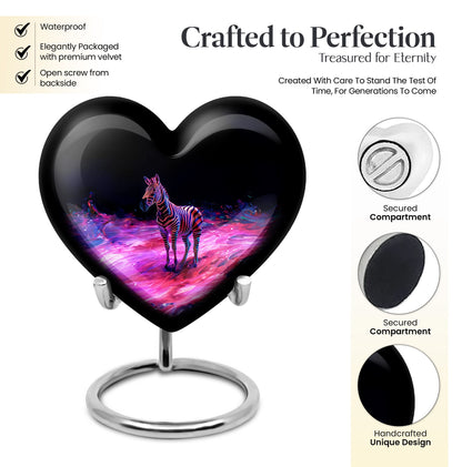  Heart-Shaped Zebra Cremation Urn for burial, 