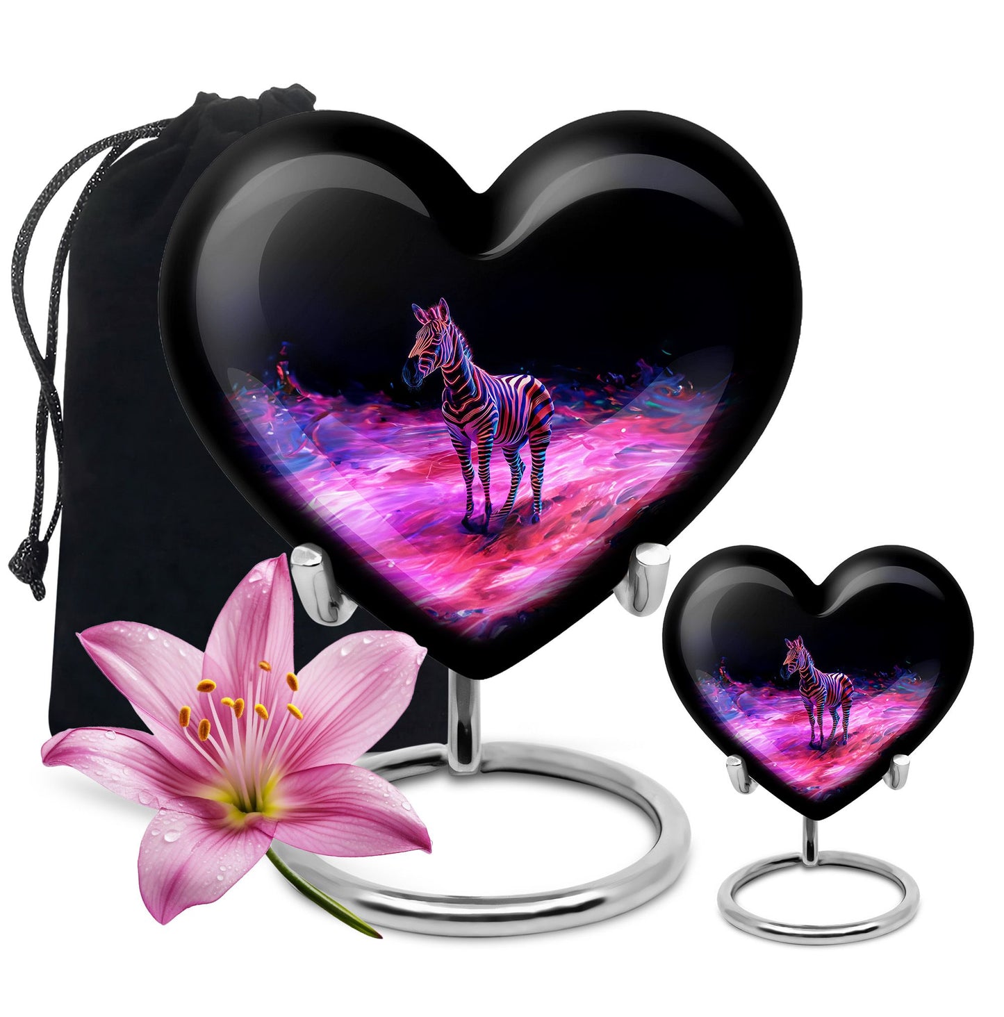  Heart-Shaped Zebra Cremation Urn for burial, 