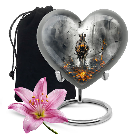 heart-shaped zebra urn