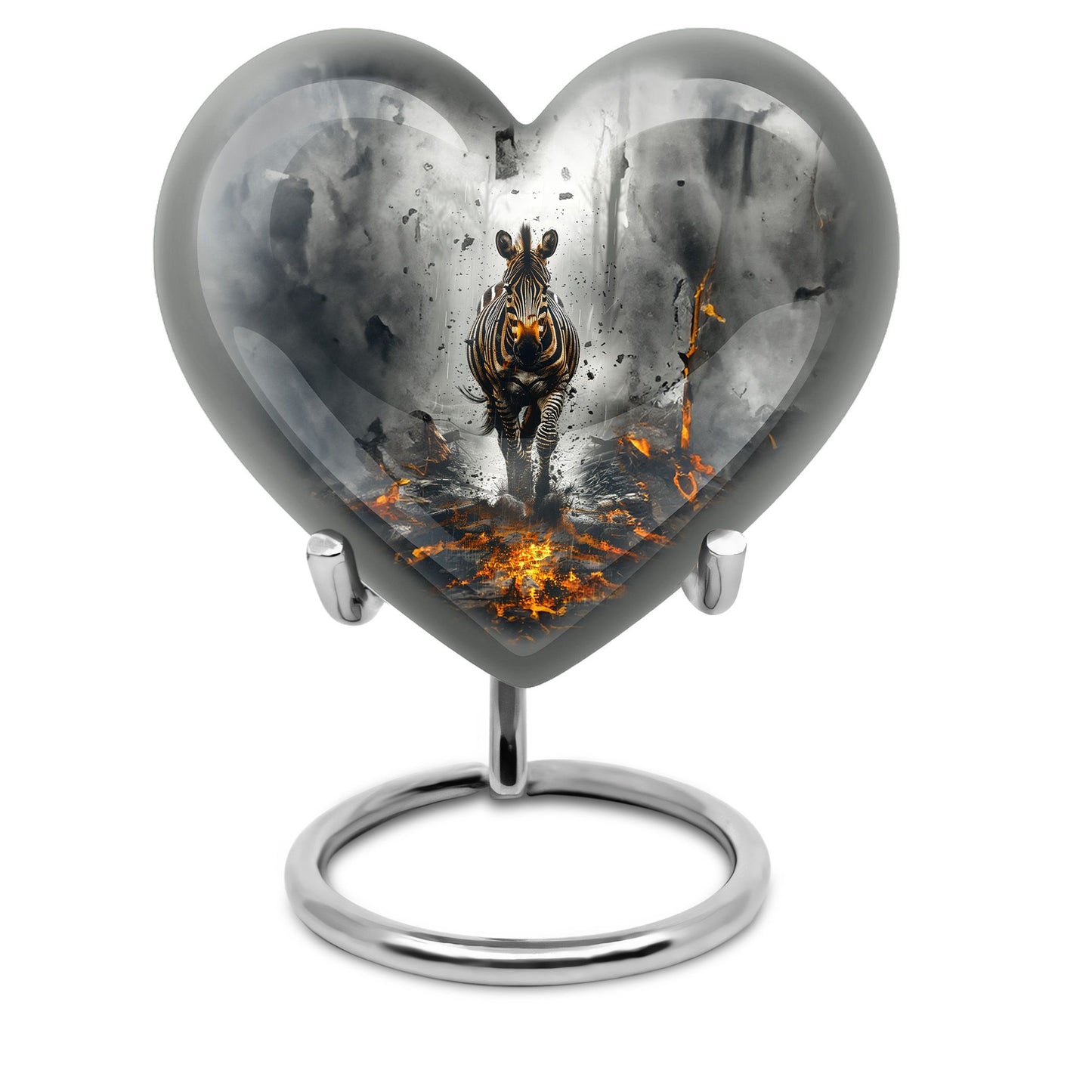 heart-shaped zebra urn