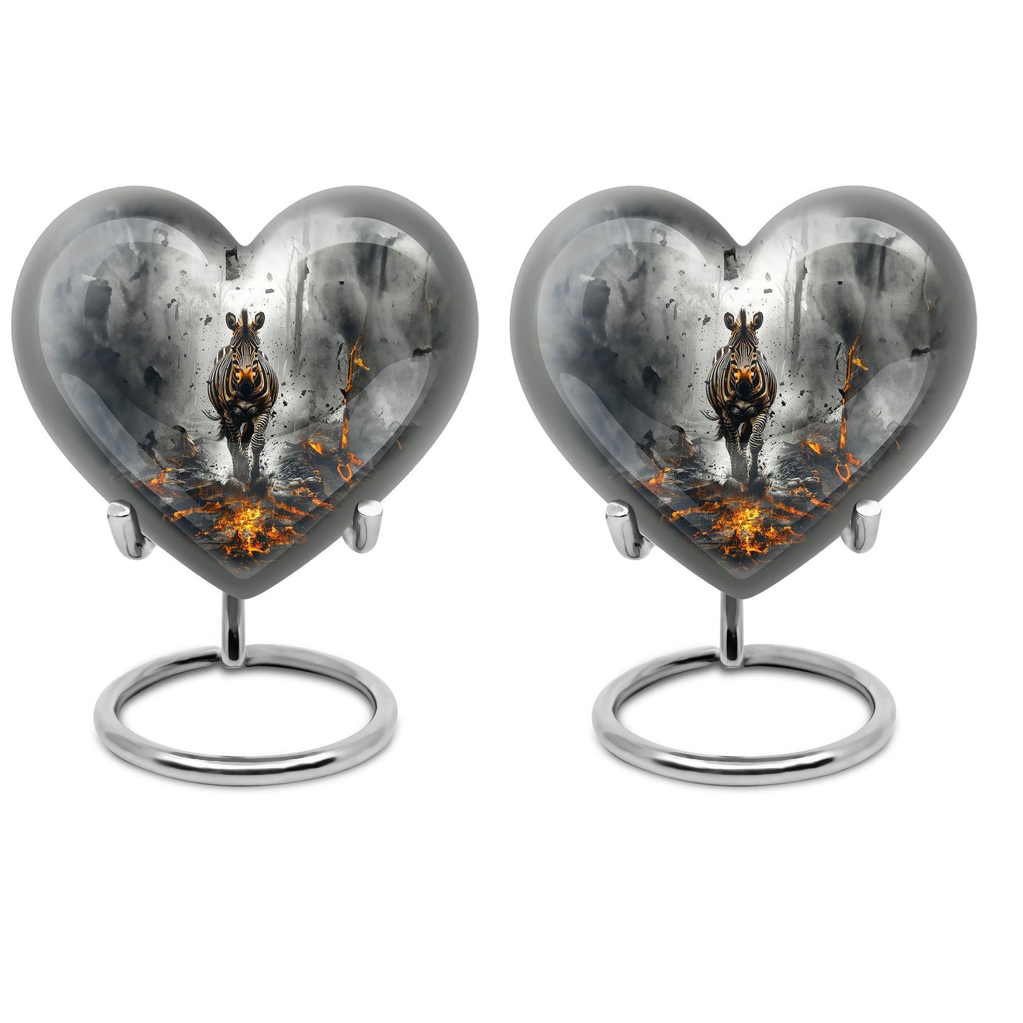 heart-shaped zebra urn