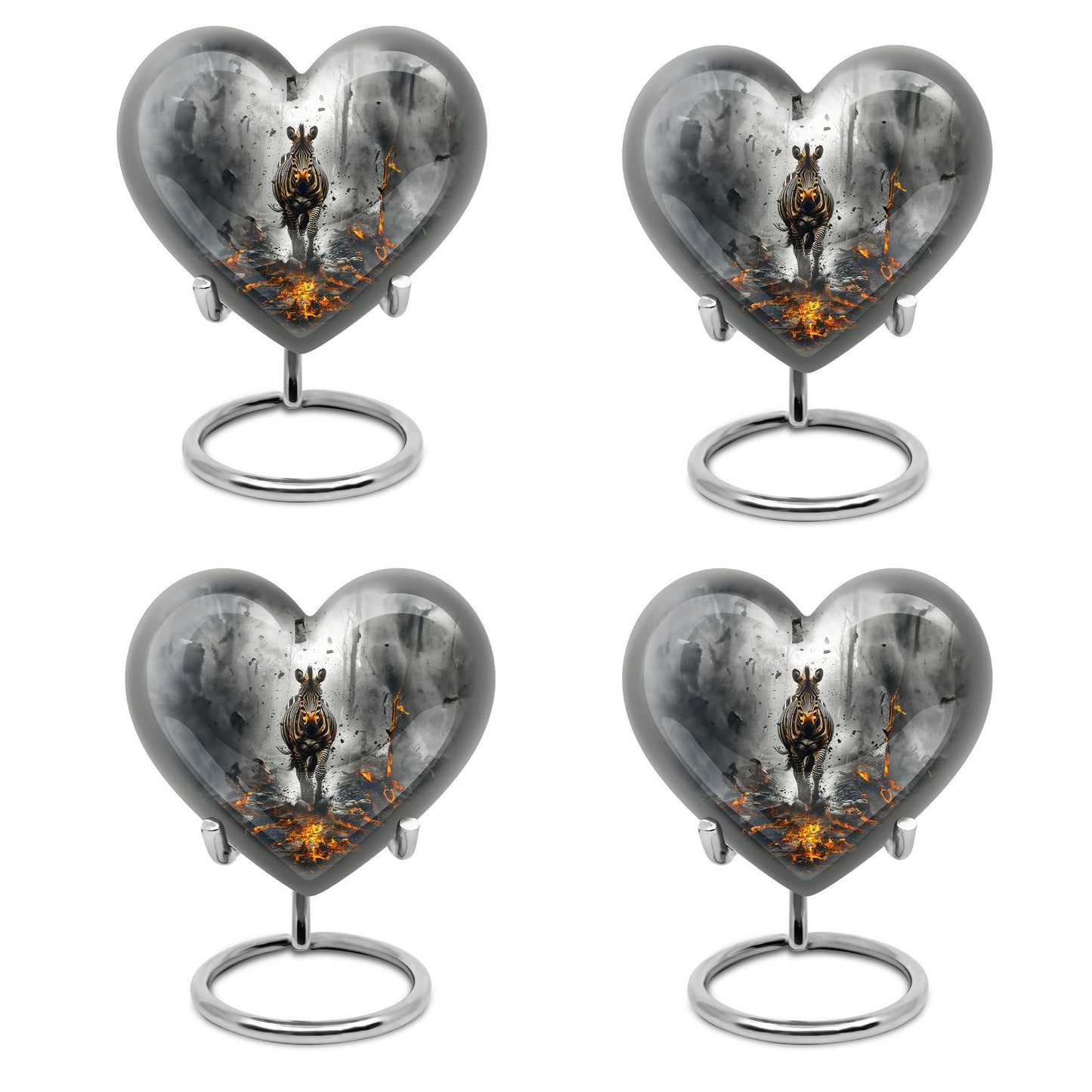 heart-shaped zebra urn