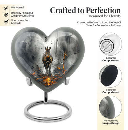 heart-shaped zebra urn