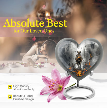 heart-shaped zebra urn