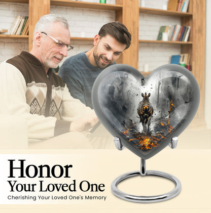 heart-shaped zebra urn