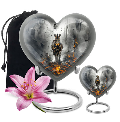 heart-shaped zebra urn