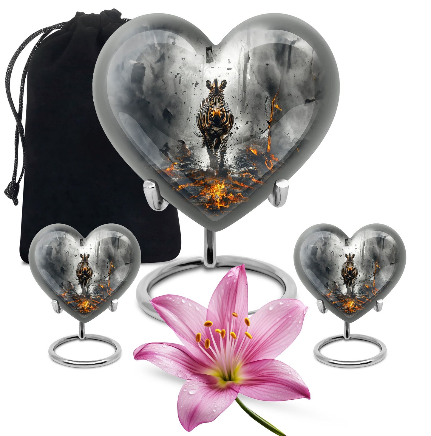 heart-shaped zebra urn