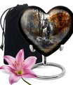 heart urn with abstract zebra design