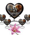 heart urn with abstract zebra design