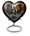 heart urn with abstract zebra design