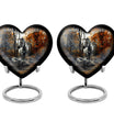 heart urn with abstract zebra design