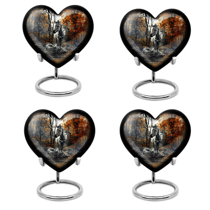 heart urn with abstract zebra design