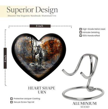 heart urn with abstract zebra design