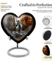 heart urn with abstract zebra design