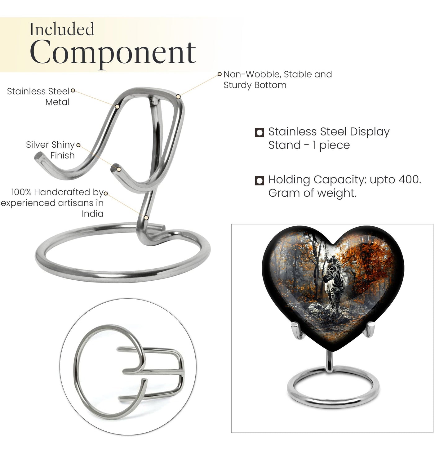 heart urn with abstract zebra design
