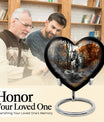 heart urn with abstract zebra design