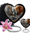 heart urn with abstract zebra design