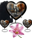 heart urn with abstract zebra design