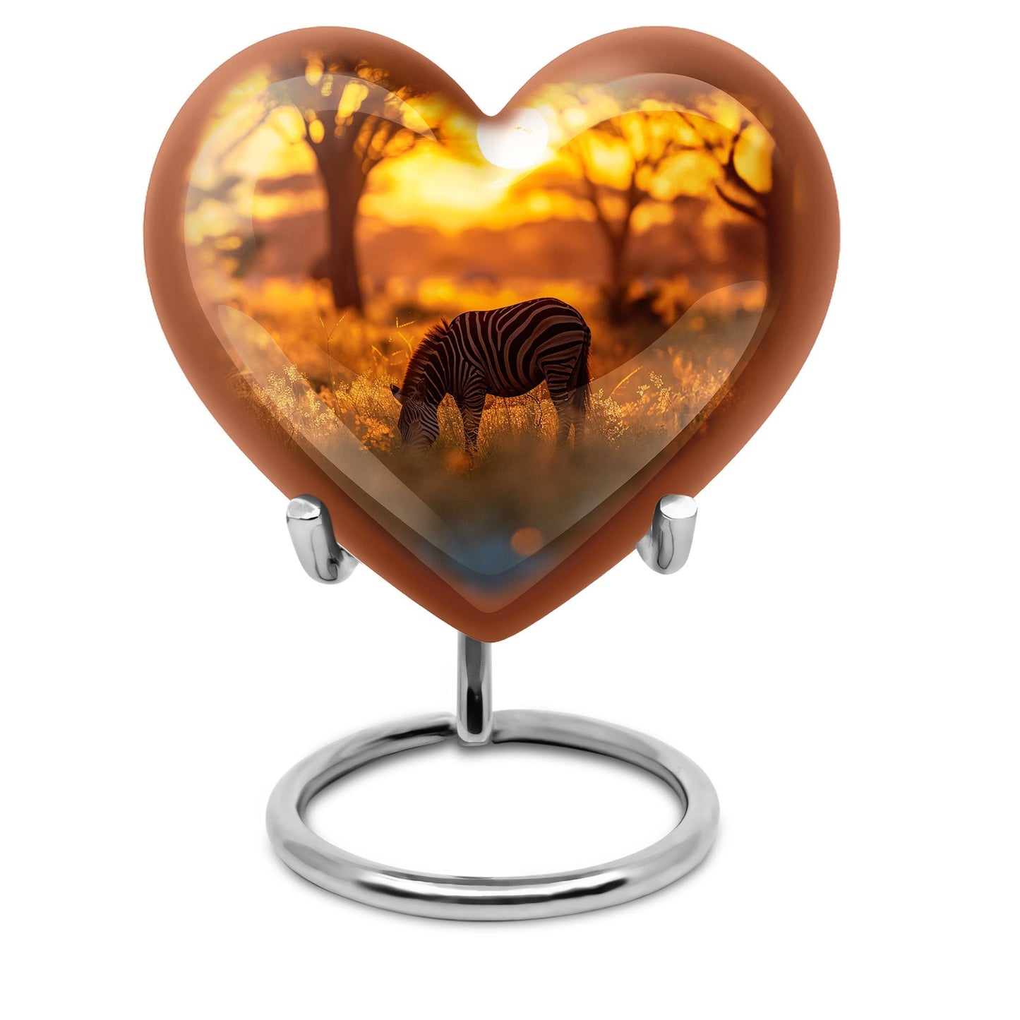 heart-shaped zebra urn