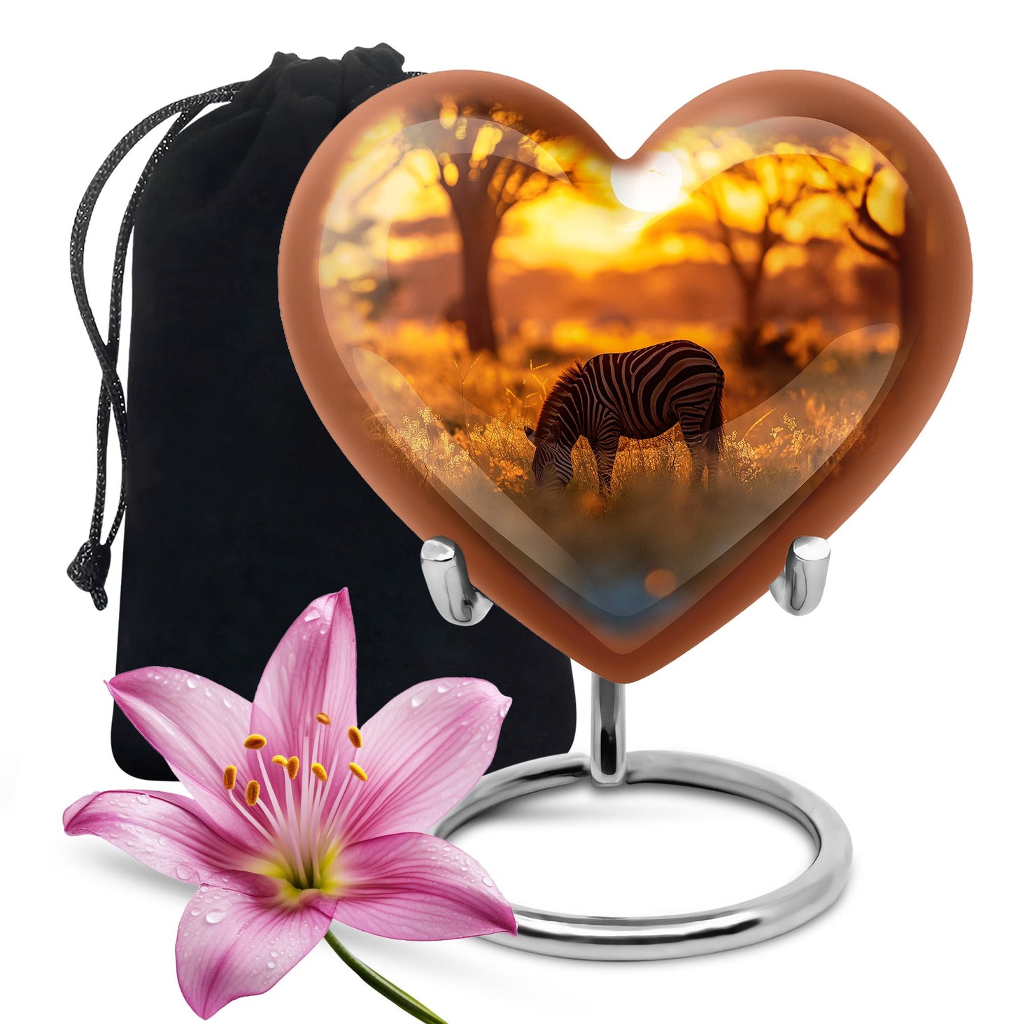 Personalized Zebra Keepsake Urn for Human Ashes - 10-inch, 200 cu in - Yatskia