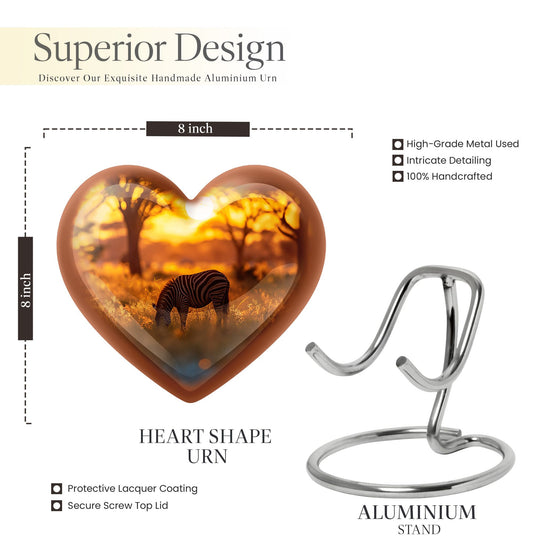 heart-shaped zebra urn