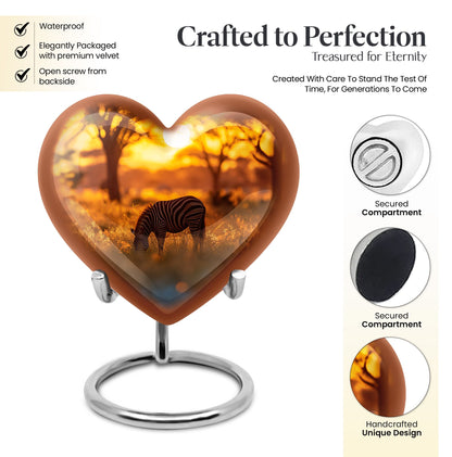 heart-shaped zebra urn