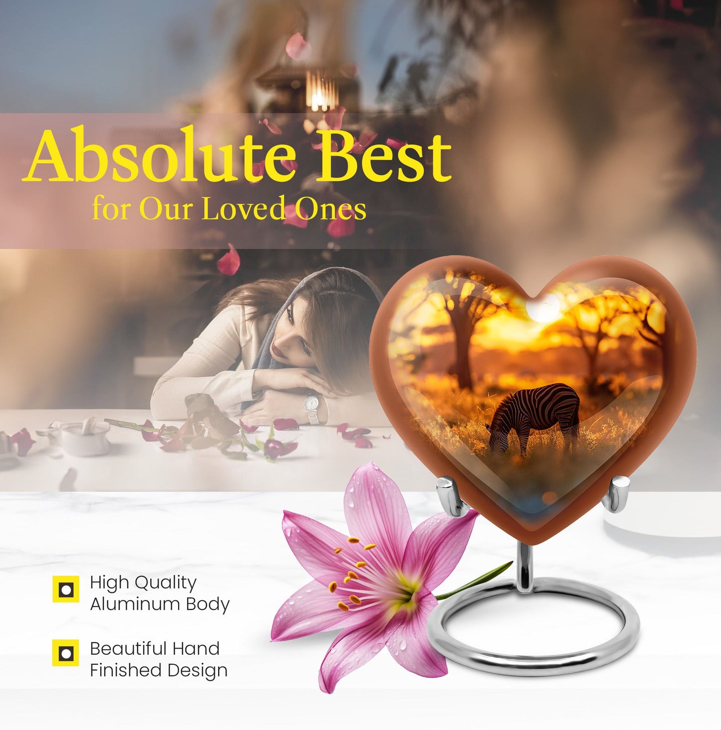 heart-shaped zebra urn