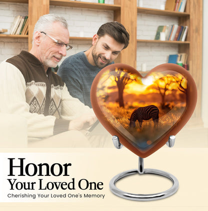 heart-shaped zebra urn