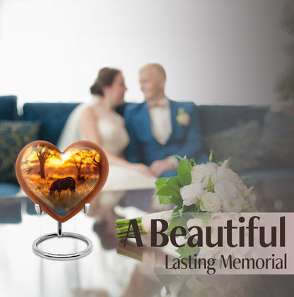 heart-shaped zebra urn