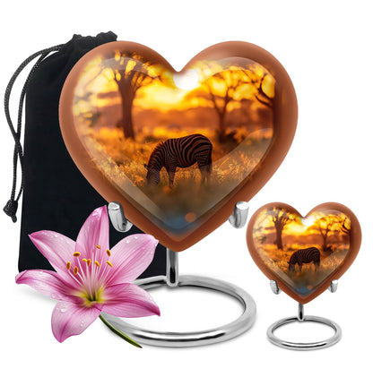 heart-shaped zebra urn