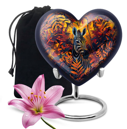 Personalized Zebra Keepsake Urn for Human Ashes - 10-inch, 200 cu in - Yatskia