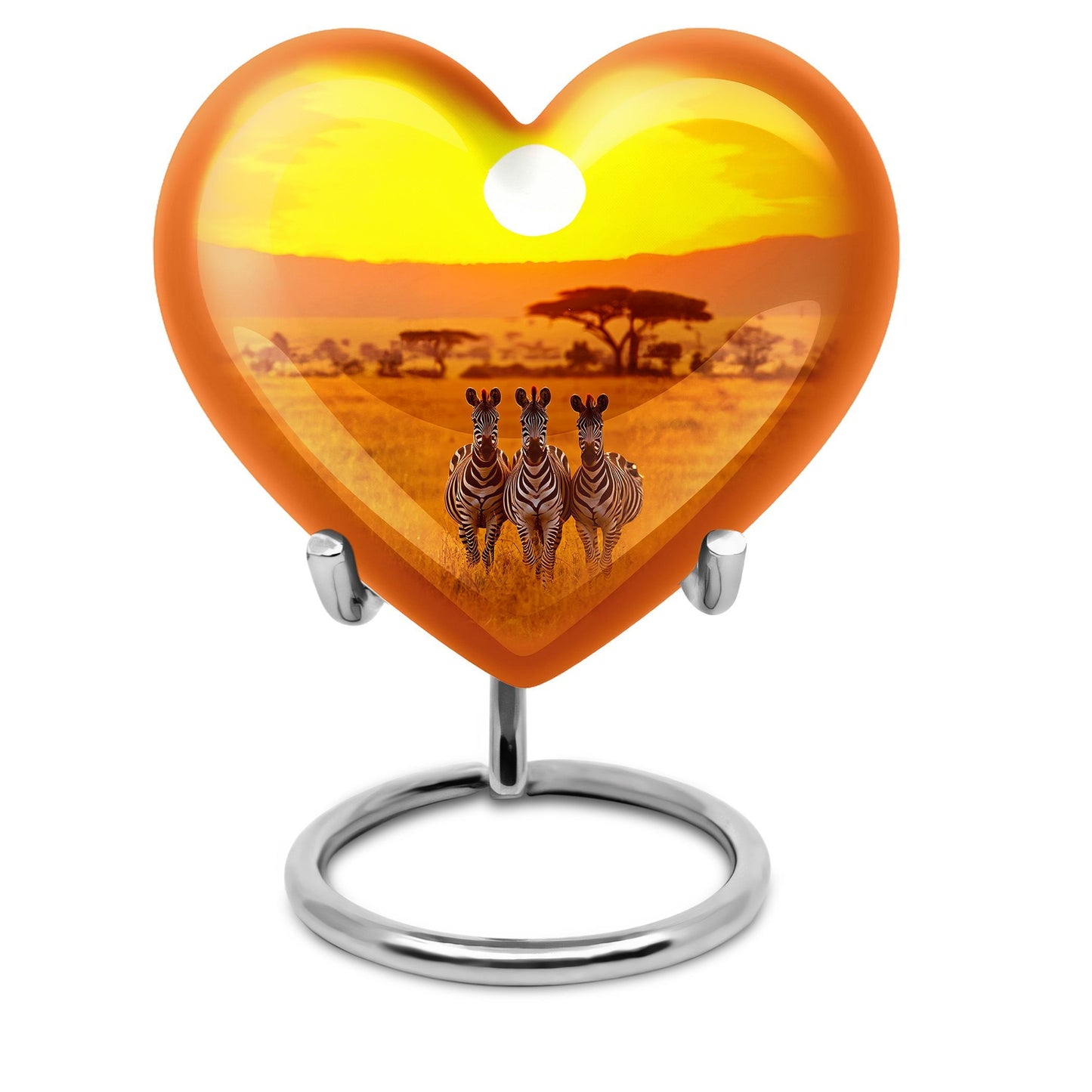 10 inch Heart-shaped zebra urn, made of Aluminium, for human ashes