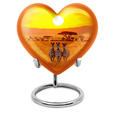 10 inch Heart-shaped zebra urn, made of Aluminium, for human ashes