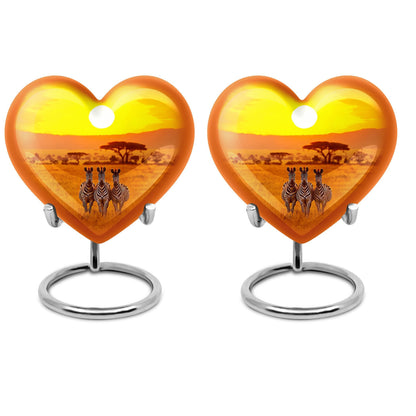 10 inch Heart-shaped zebra urn, made of Aluminium, for human ashes