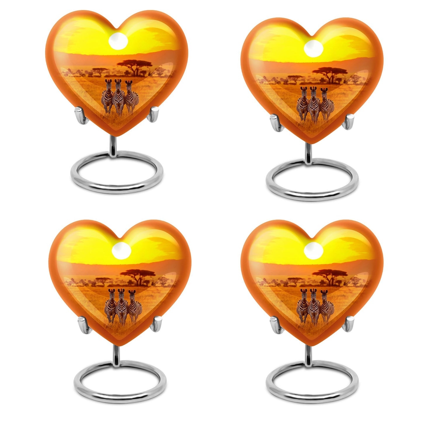 10 inch Heart-shaped zebra urn, made of Aluminium, for human ashes