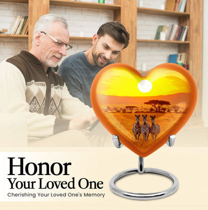 10 inch Heart-shaped zebra urn, made of Aluminium, for human ashes