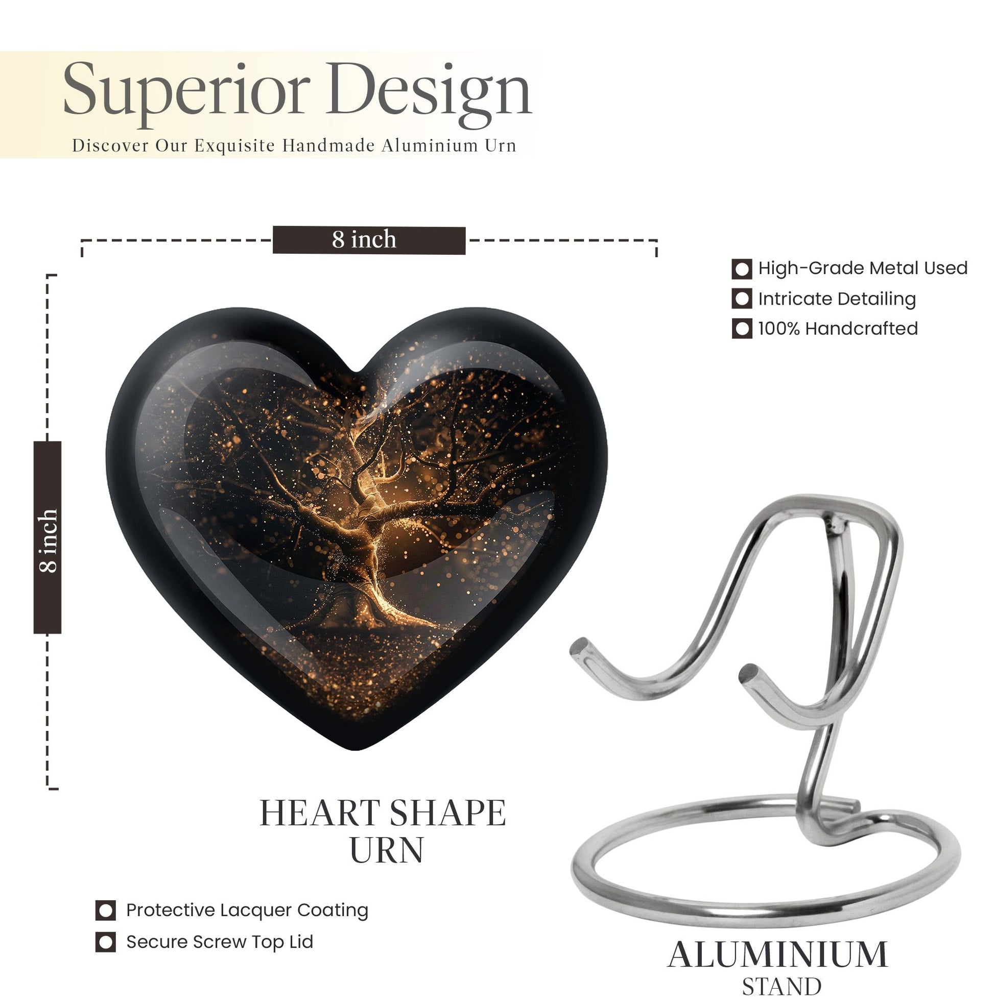 heart-shaped Tree of Life Urn for human ashes