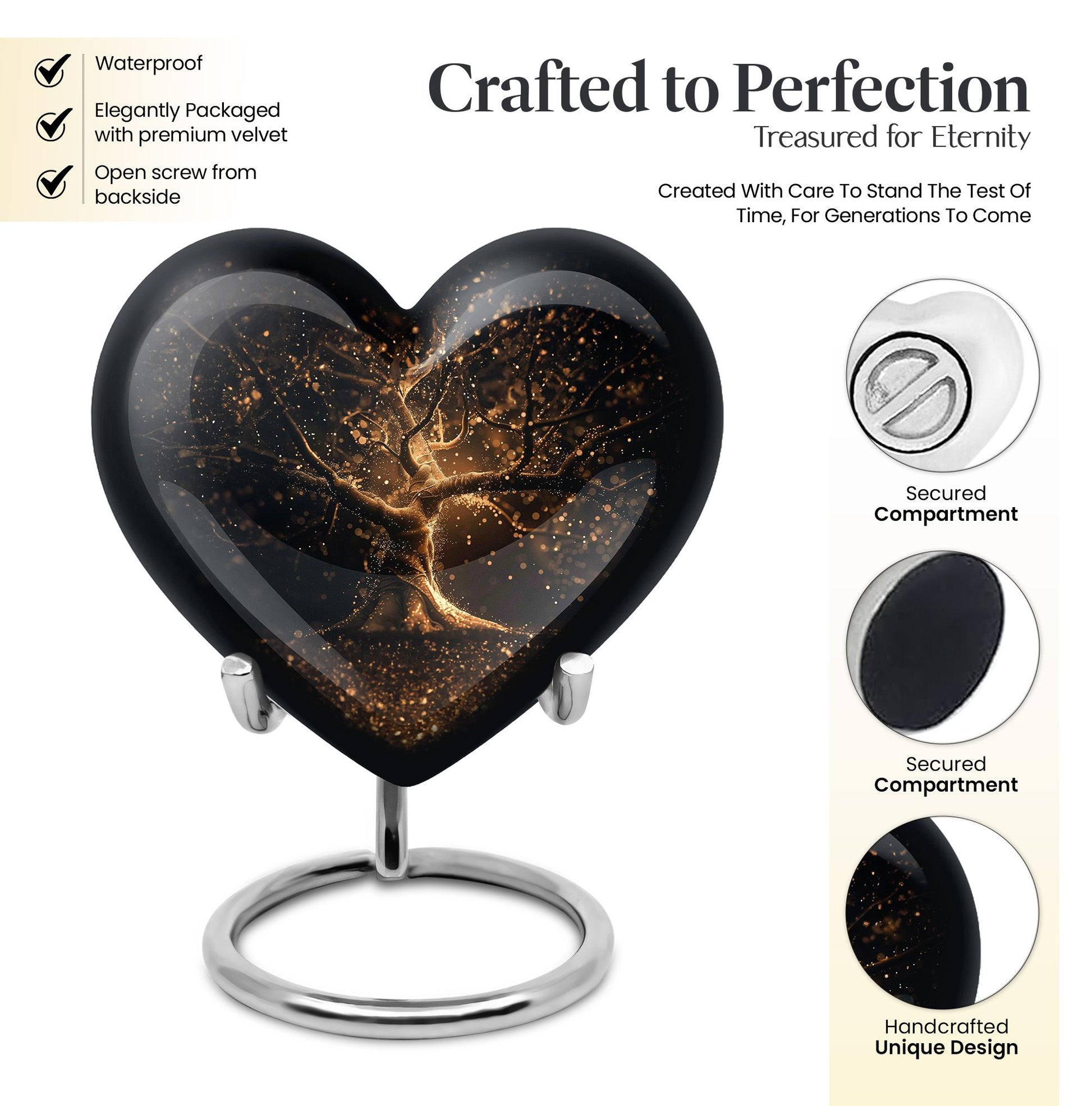 heart-shaped Tree of Life Urn for human ashes