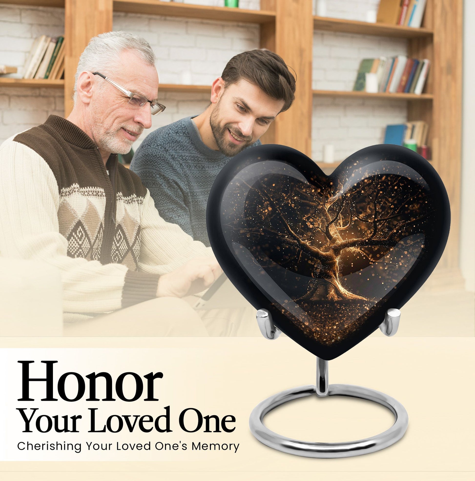 heart-shaped Tree of Life Urn for human ashes