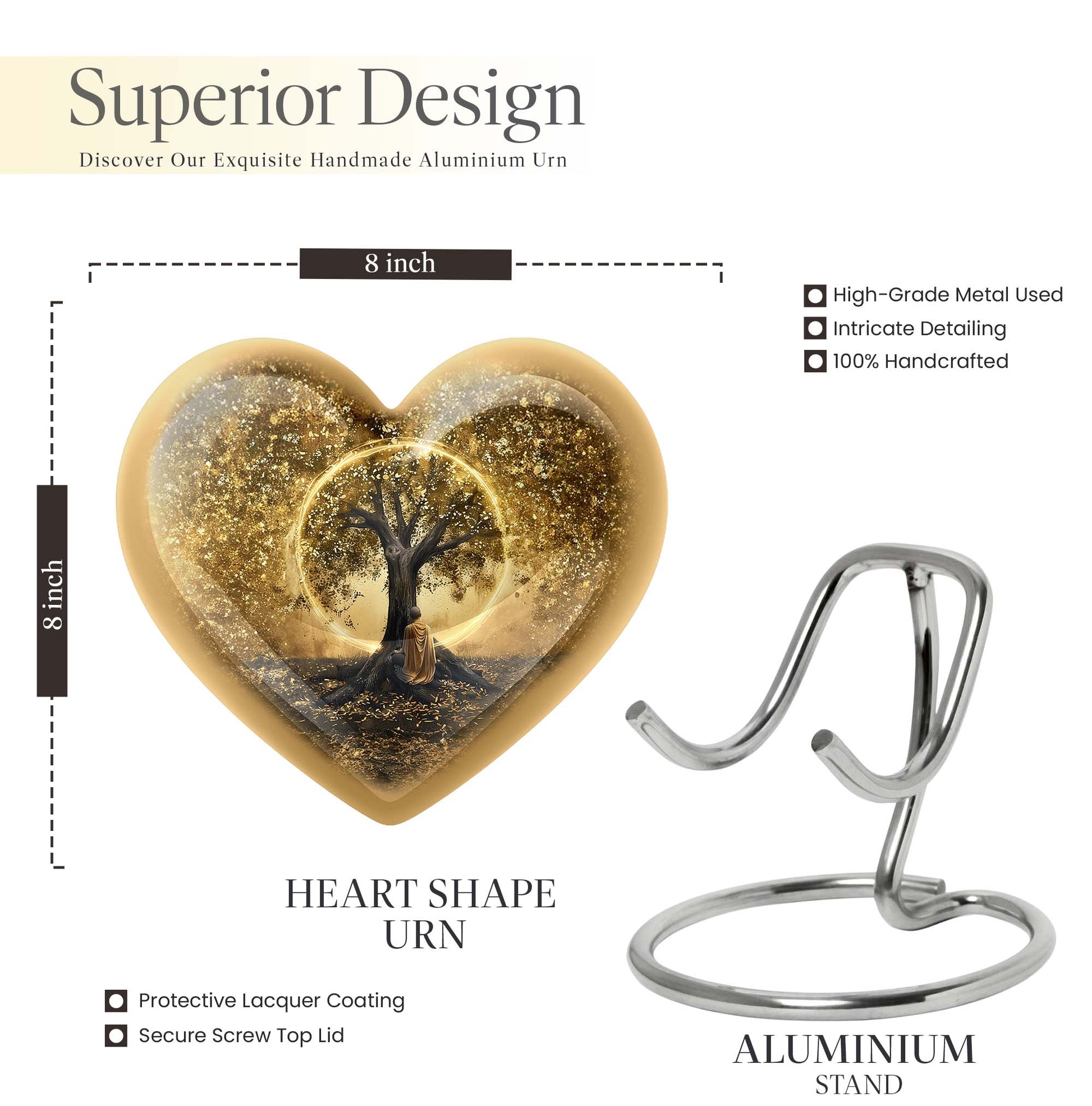 Heart-shaped Tree of Life cremation urn