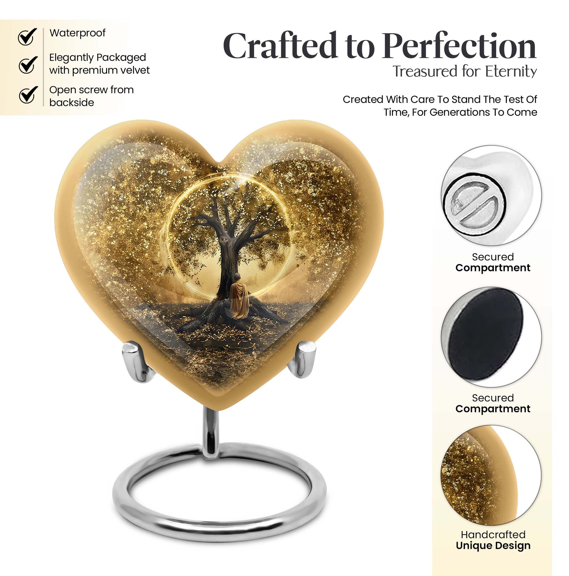 Heart-shaped Tree of Life cremation urn