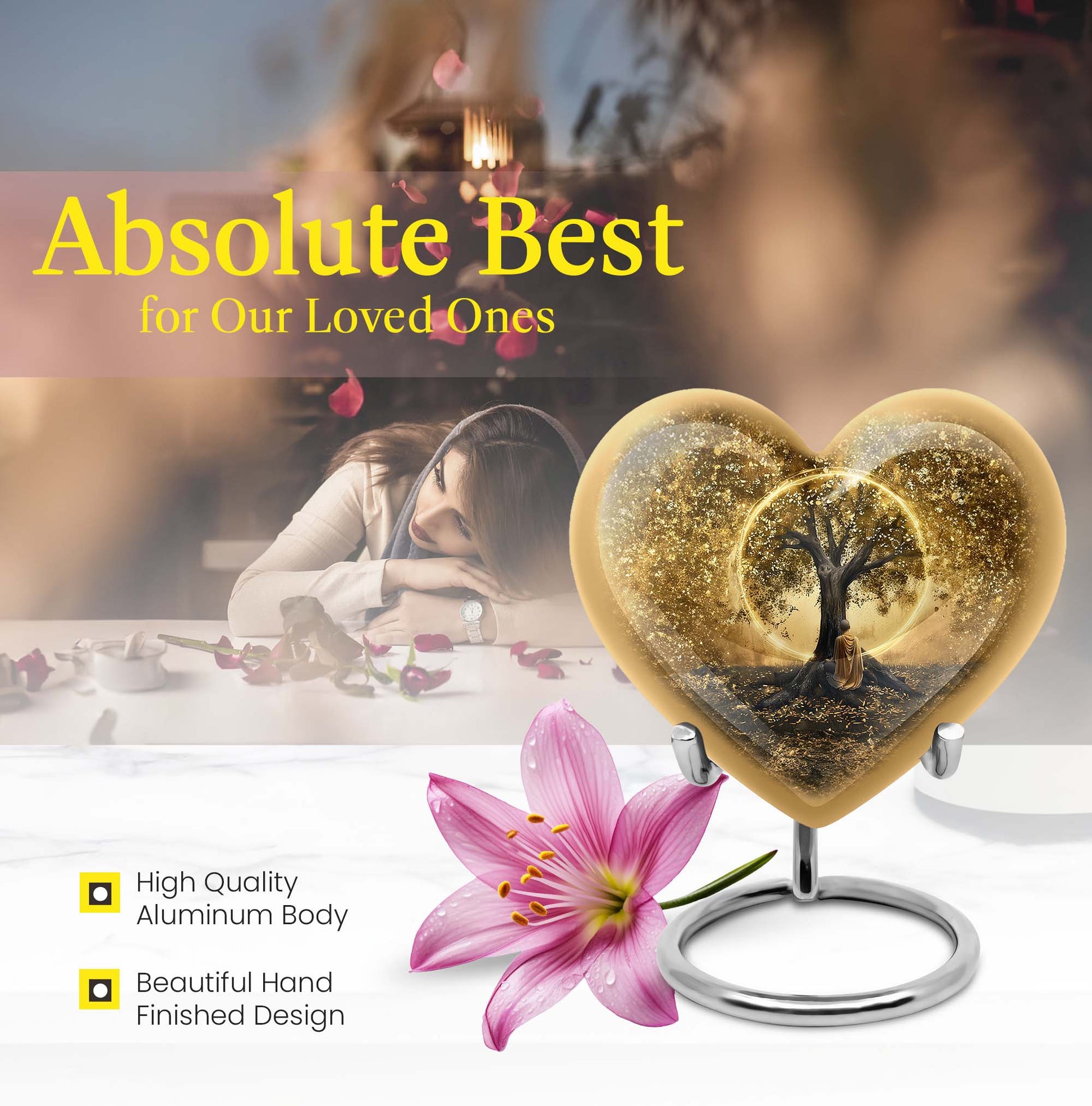 Heart-shaped Tree of Life cremation urn