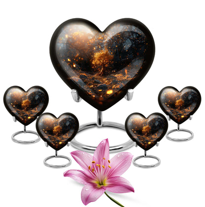 Abstract 10-inch large heart urn, aluminum Tree of Life memorial medium urn for holding ashes