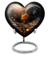 Abstract 10-inch large heart urn, aluminum Tree of Life memorial medium urn for holding ashes