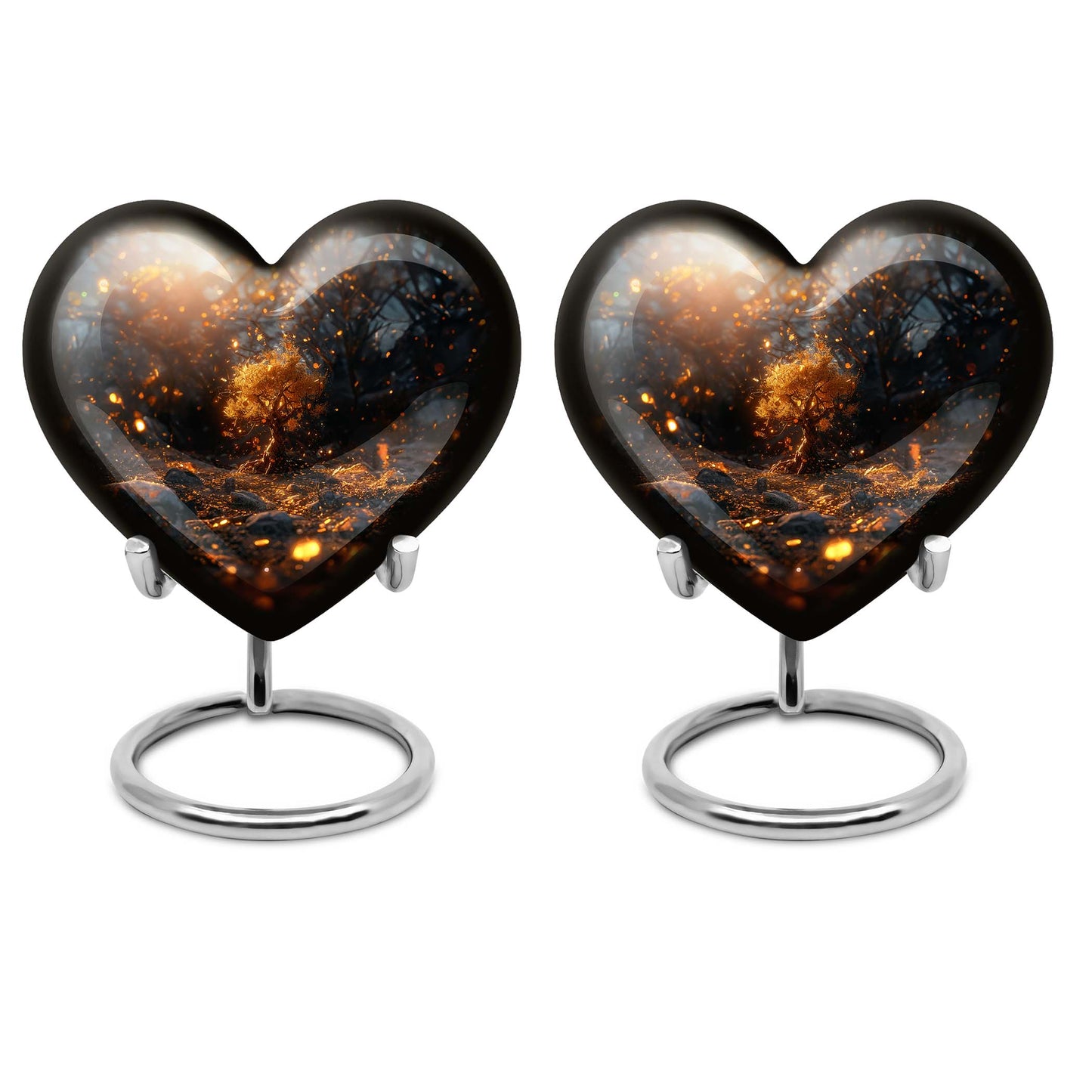 Abstract 10-inch large heart urn, aluminum Tree of Life memorial medium urn for holding ashes