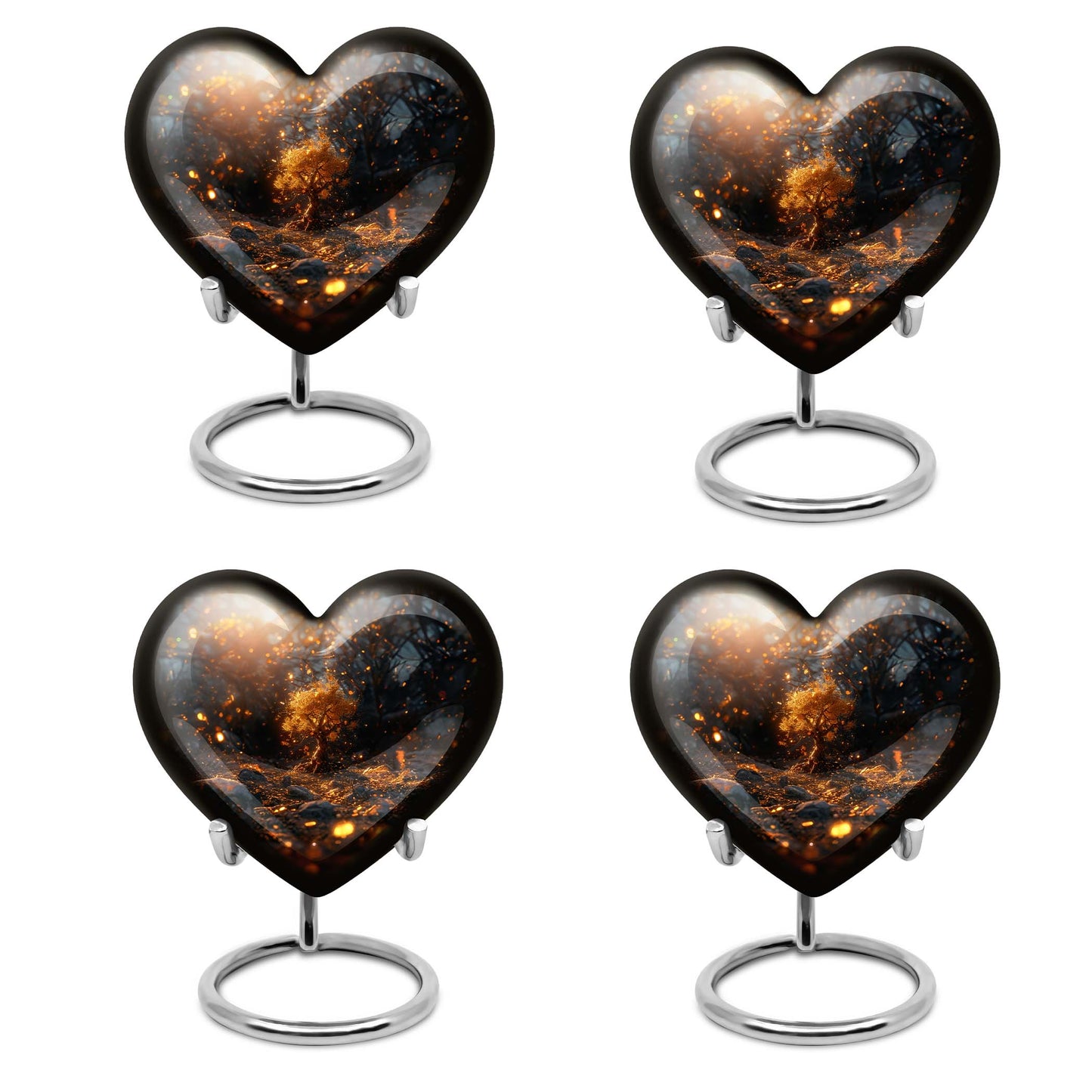 Abstract 10-inch large heart urn, aluminum Tree of Life memorial medium urn for holding ashes