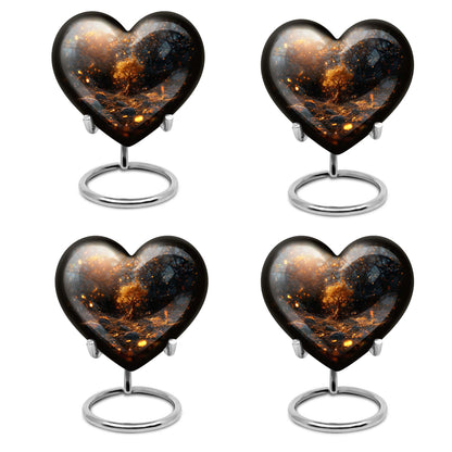 Abstract 10-inch large heart urn, aluminum Tree of Life memorial medium urn for holding ashes