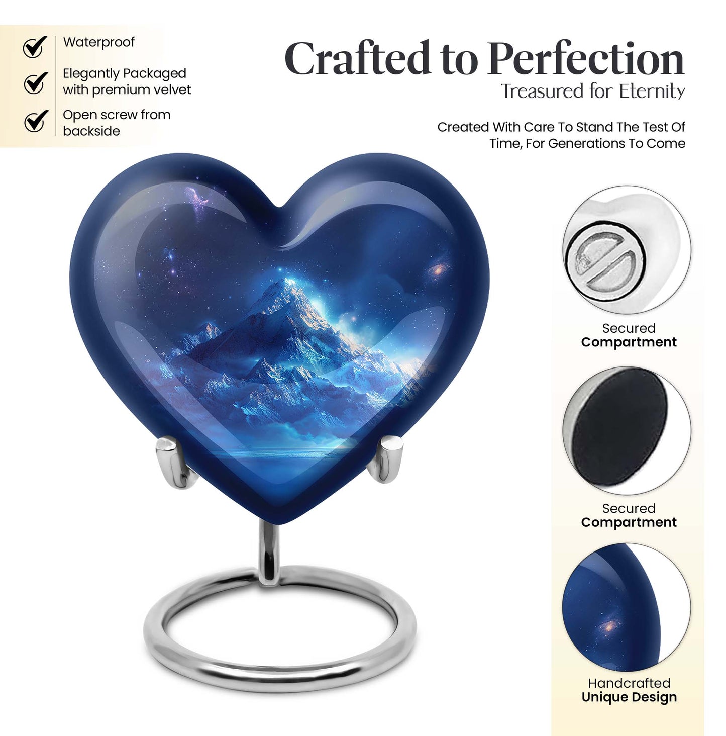 heart-shaped mountains urn