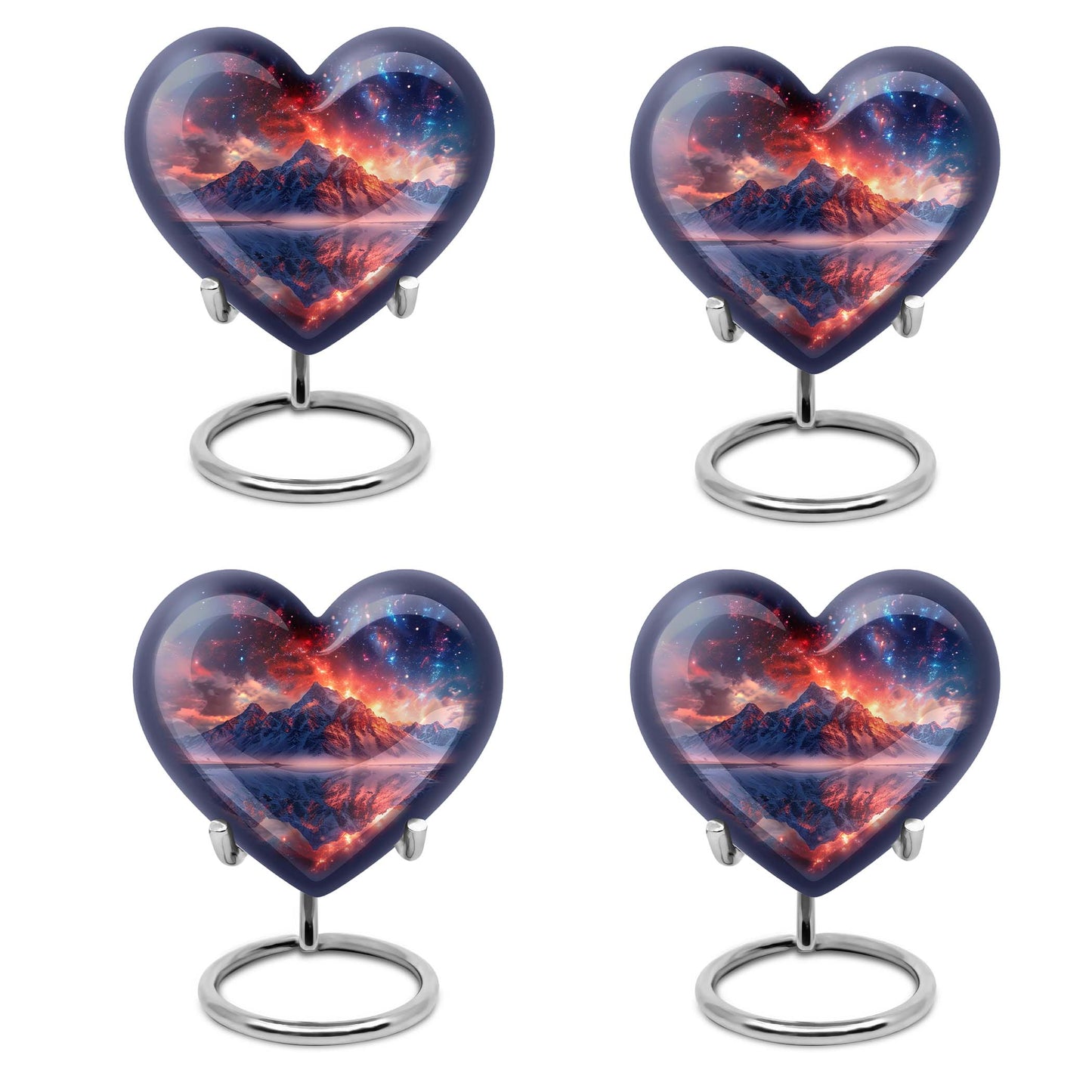 Heart-shaped mountains urn for human ashes