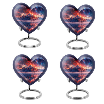 Heart-shaped mountains urn for human ashes